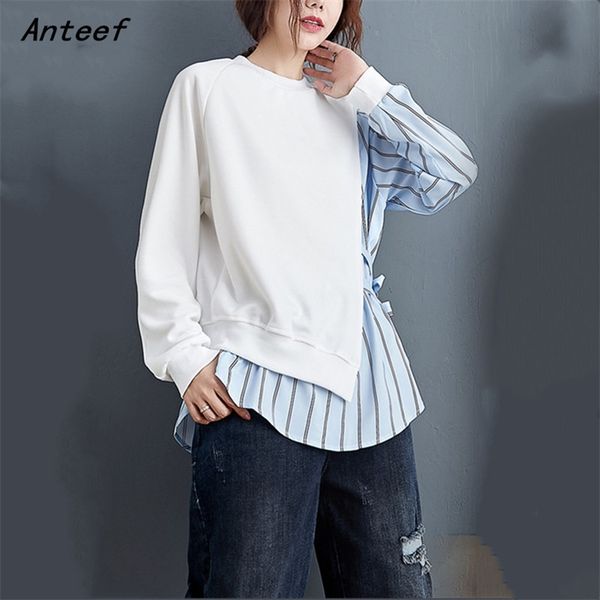 

cotton plus size vintage stripe autumn casual loose tee t shirt women t-shirt ladies tshirt clothes streetwear 210517, White