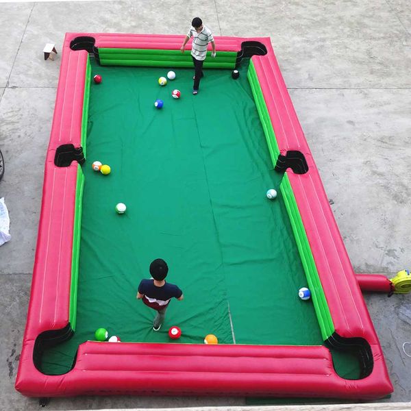 Mesas infláveis ​​personalizadas da bola da tabela inflável inflatables As bolas das mesas de snooker esportes desportam a tabela gigante da associação com ventilador e 16 bolas para as auditorias das crianças