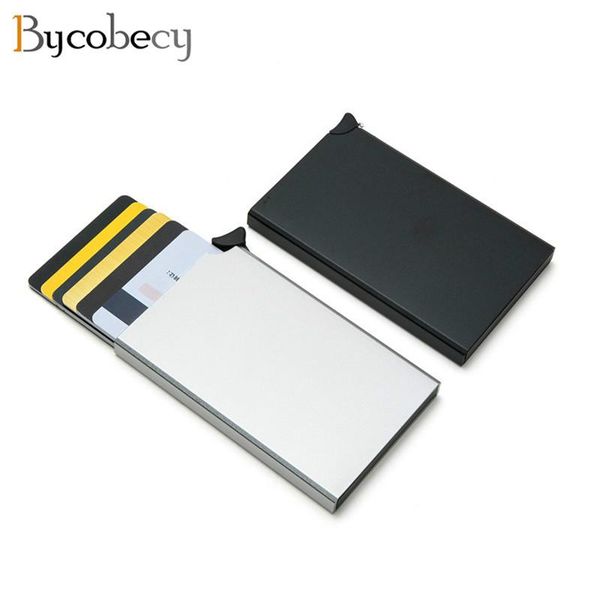 

wallets bycobecy men and women metal aluminum single box holder 2021 slim rfid protector id card cases, Red;black