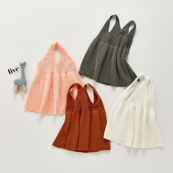 

girl's dresses autumn kids girls sling vest dress infant sleeveless knitted sweater toddler baby cotton princess a-line, Red;yellow