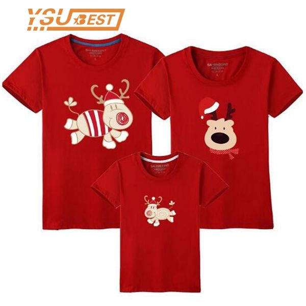 Schauen Sie Weihnachten passende Outfits T-Shirt Mutter Tochter Kurzarm Papa Mama Baby Familienanzug Vater Sohn Kleidung 210417