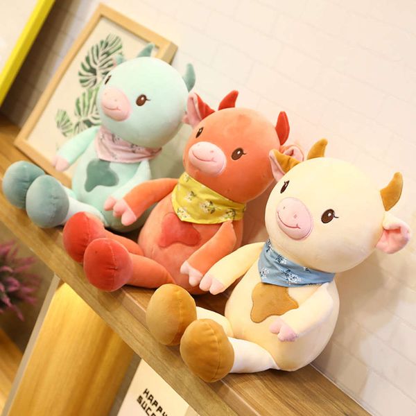 

cow doll plush toy sleeping pillow bed cute zodiac mascot, Blue