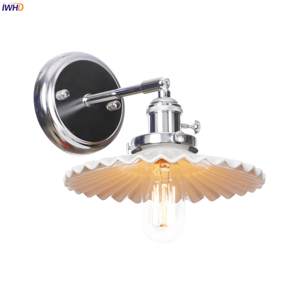 

wall lamp iwhd nordic white ceramic sconce bedroom mirror stair light switch chrome modern led wandlamp lamparas de pared