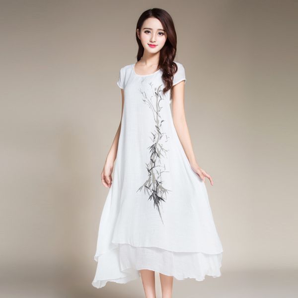 

chinese style hand-painted flower base skirt, Black;gray