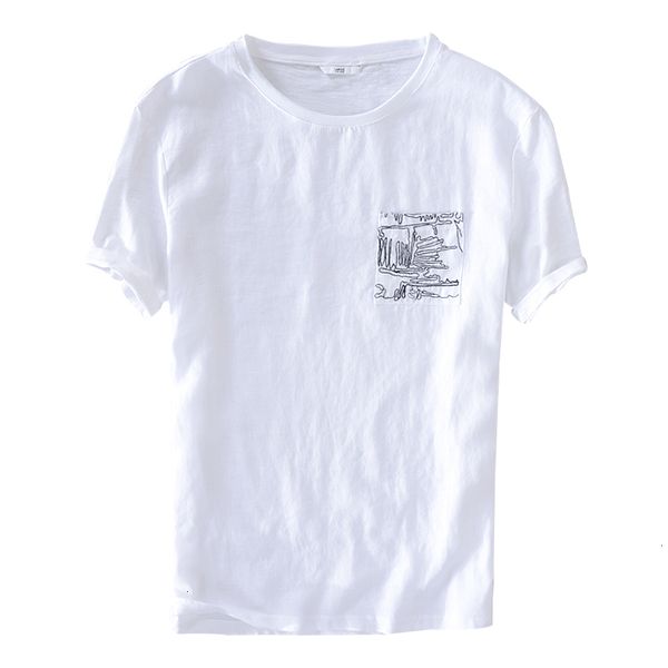 

men's t-shirts italy style short sleeve brand shirt men linen o-neck white fashion t-shirt mens summer casual t shirts male overhemd e, White;black