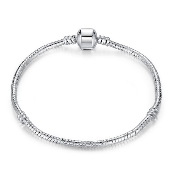 Moda S925 Sterling Silver Plated Snake Chain Bracelet Fit Charm Beads Bracciali Donna Gioielli fai da te Accessori Prezzo all'ingrosso