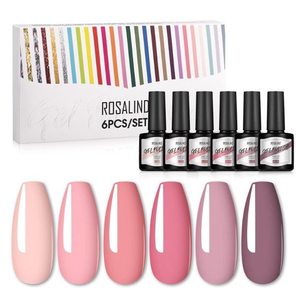 

nail gel rosalind 6/10 pcs kits polish set white hybrid varnish kit uv base primer coat art design manicure, Red;pink