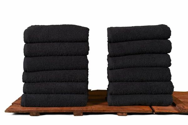 

hairdressing towel-hair towel-makeup towel-anthracite light black-paint resistant-saloon, barber, hairdresser towel - pack of 12