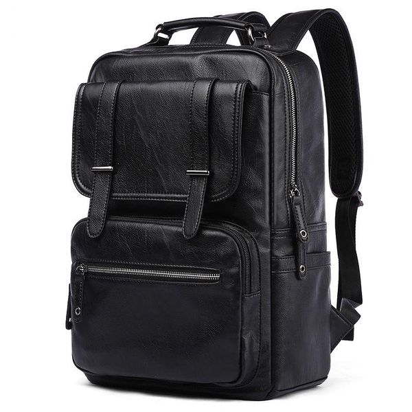 

backpack casual pu leather men 14/15.6 inch lapschool bags for teenage girls travel waterproof male bag mochila feminina