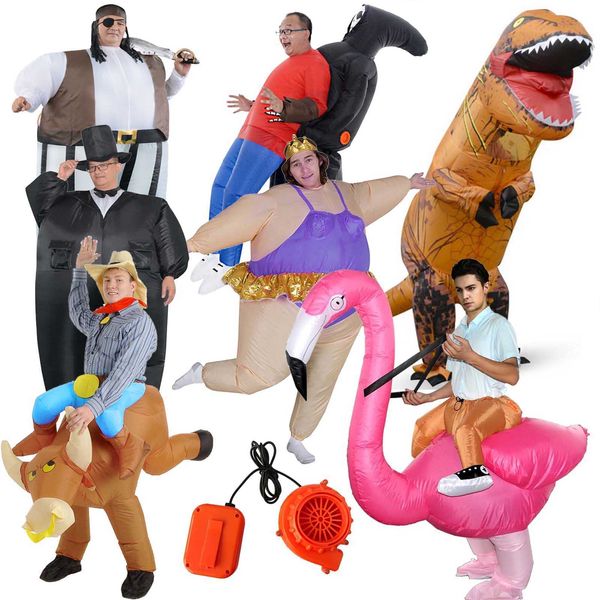 Costume gonfiabile di Halloween per bambini adulti Blow Up Fat Suit Divertente Fancy Dress Party Fantasma Grim Reaper Dinosauro Pagliaccio Pirata Q0910