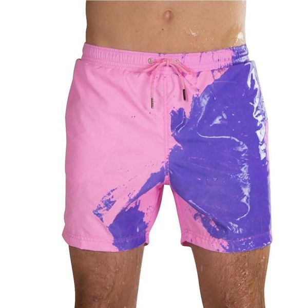 

magical change color beach swimwear quick dry bathing swimming trunks pocket men shorts casual surfing men's, White;black