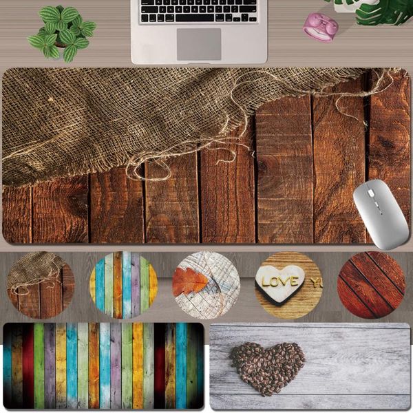 

mouse pads & wrist rests large size xxl office computer desk mat pad gaming non-slip pu leather wood pattern series keyboard game play