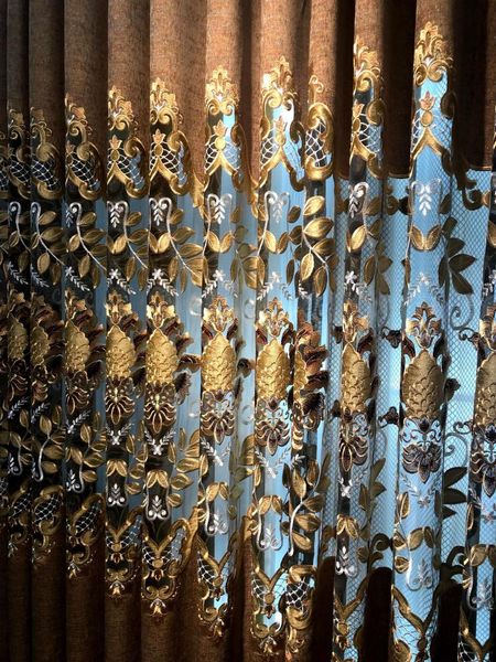 

laser embroidered water soluble edge european style curtains for living dining room bedroom curtain & drapes