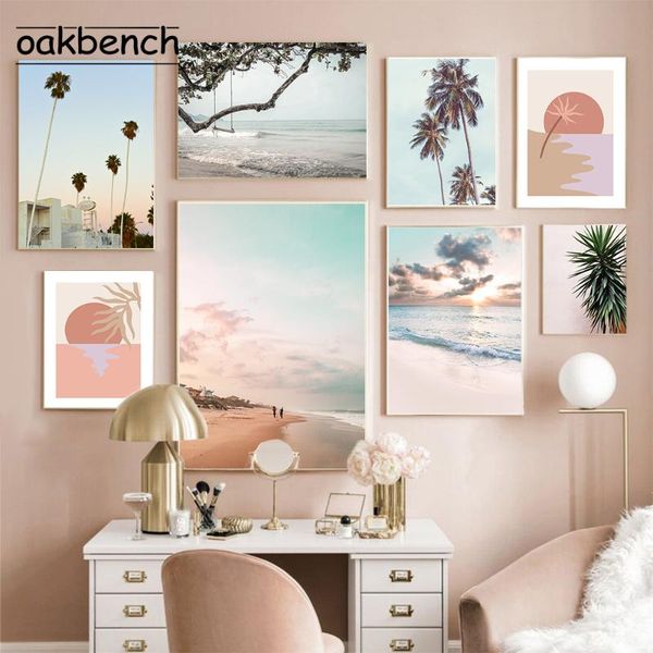 

paintings seascape sundown posters beach flower tree art prints abstract wall canvas painting nordic pictures living room decor