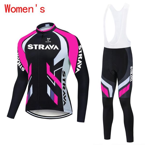 

racing sets strava autumn spring long sleeve women cycling clothing mtb team jersey bike riding suit breathable bicycle ladies sportswear, Black;blue