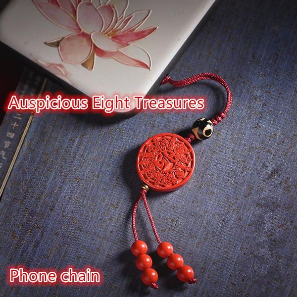 

cell phone straps & charms original cinnabar chain tibetan auspicious buddhist family tag mobile lanyard bag pendant custom creative gift