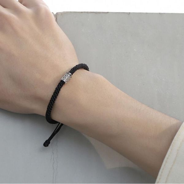 

link, chain 1pc hip hop cold wind letters hand rope retro trendy handmade beaded braided bracelet for men simple jewelry, Black