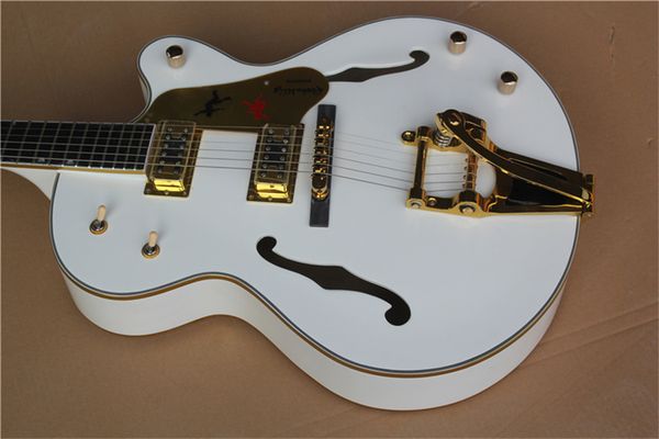 

custom rose thick jazz electric guitar double f hole big rocker vibrato system