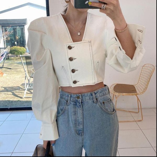 

womens shirt [ewq] fashion casual chic white for women button stylish long sleeve short blouse korean style official ladies summer