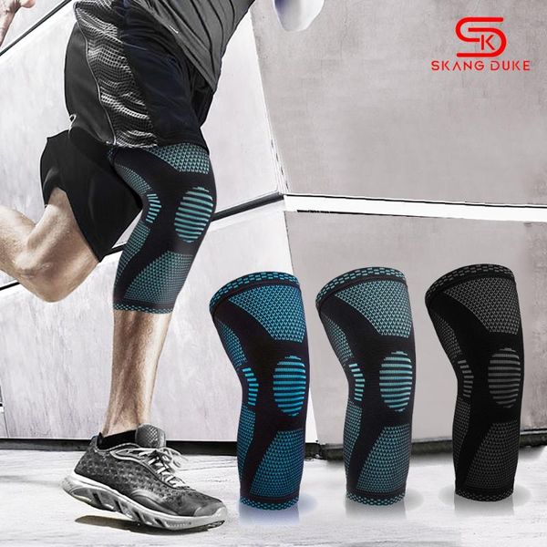 

1pair elastic sports knee pads with silicone gym for running basketball volleyball leg sleeve protection brace supports elbow &, Black;gray