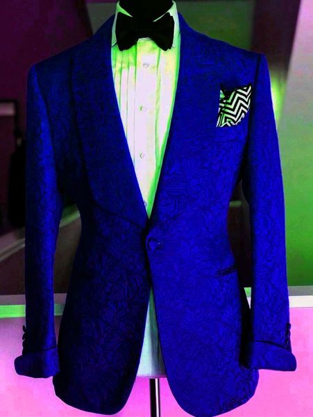 

men's suits & blazers brand men royal blue pattern and black groom tuxedos shawl lapel groomsmen wedding man 2 pieces ( jacket+pan, White;black