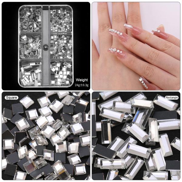 

nail art decorations 6grid /set rhinestones crystal decoration diy special-shaped flatback mirror glitter parts supplies or, Silver;gold
