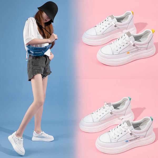 

spring women's shoes breathable flat bottom casual white versatile shallow single thick soled leather lazy