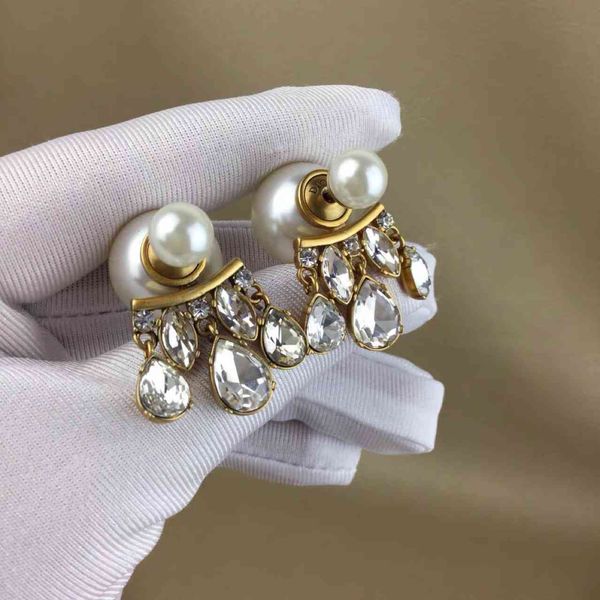 

special offer 70% off luxury jewelry home water drop drill tassel women's pearl pendant earrings advanced sense versatile 2021 new net, Golden