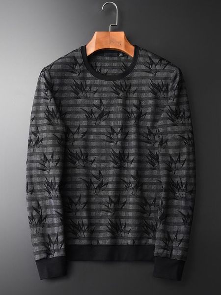 

men's hoodies & sweatshirts black jacquard sweatshirt male luxury round collar stripe men spring and autumn simple slim fit mens