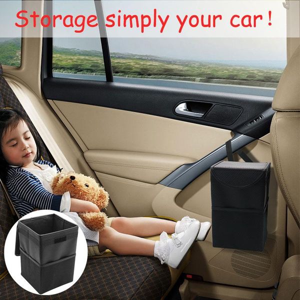 

car organizer foldable automobiles storage bag accessories auto door seat back trash dustbin can garbage holder