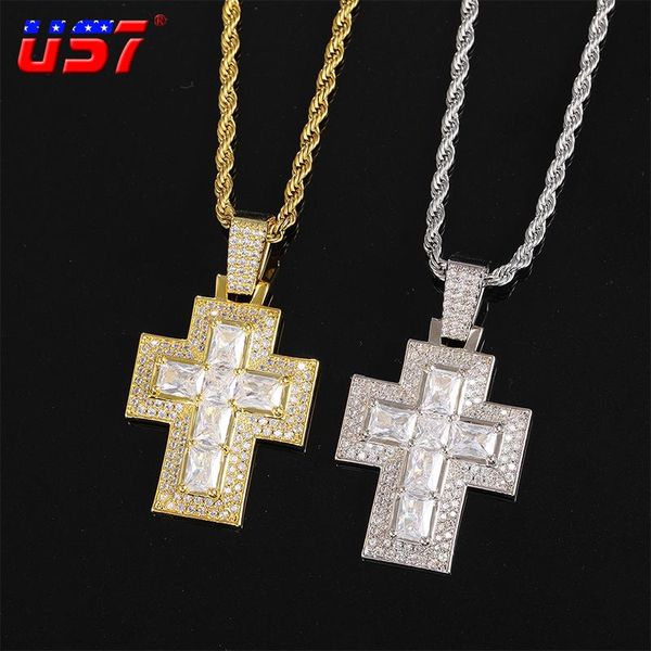 

iced out cross pendant for men bling micro paved + zircons gold silver color trendy hip hop jewelry gifts necklaces