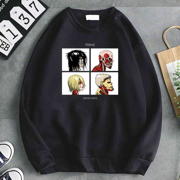 

men's animated hoodie, casual wear, hip hop style, titan attack, new brand, autumn, Black