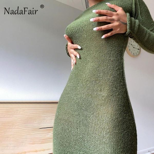 

casual dresses nadafair long sleeve knitted dress winter autumn bodycon tube wrap women sheath slim maxi pencil, Black;gray