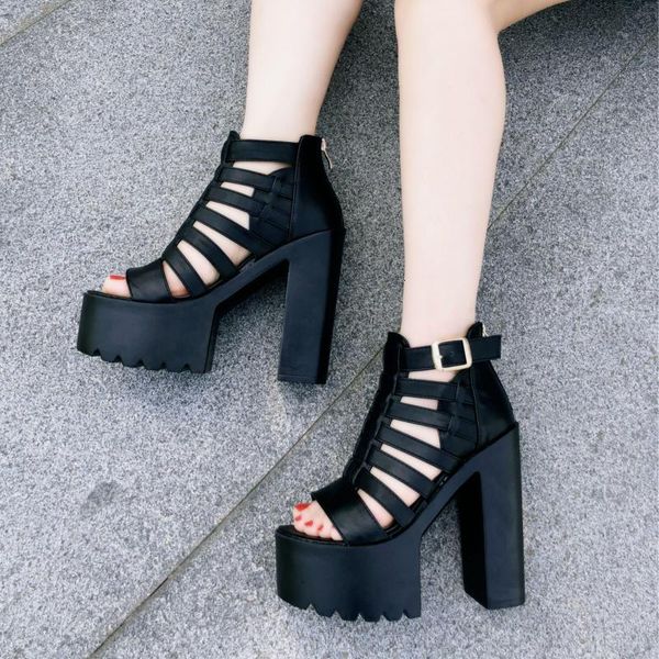 

sandalias sexys gladiador para mujer, zapatos tacn alto 15cm, nuevas negro, novedad verano de, Black