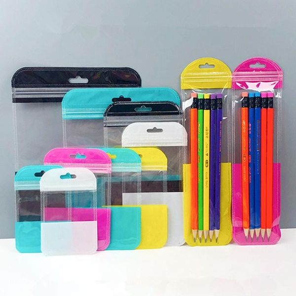 

storage bags 100pcs translucent plastic package bag with hang hole self seal electronic proudcts pouches jewelry crafts