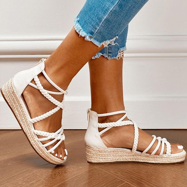 

sandals summer women platform sandalias casual shoes open toe solid color wedge mujer footwear for 2021, Black