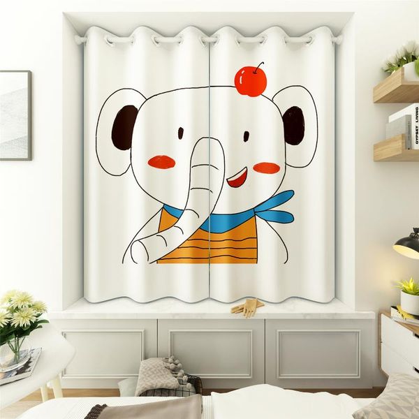

cartoon style digital printed blackout short curtain for kids room cute baby elephant pattern window treatments living & drapes