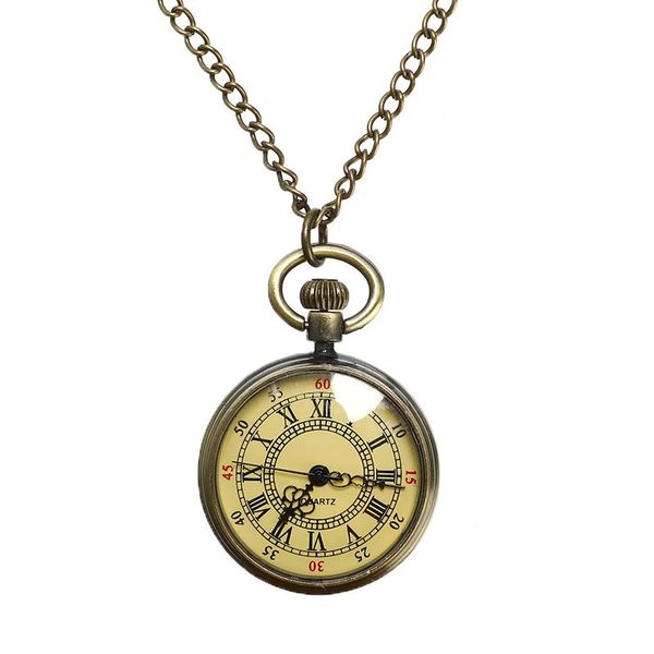 

pendant necklaces vintage bronze glass steampunk pocket watch antique chain necklace retro gifts jewelry accessories, Silver
