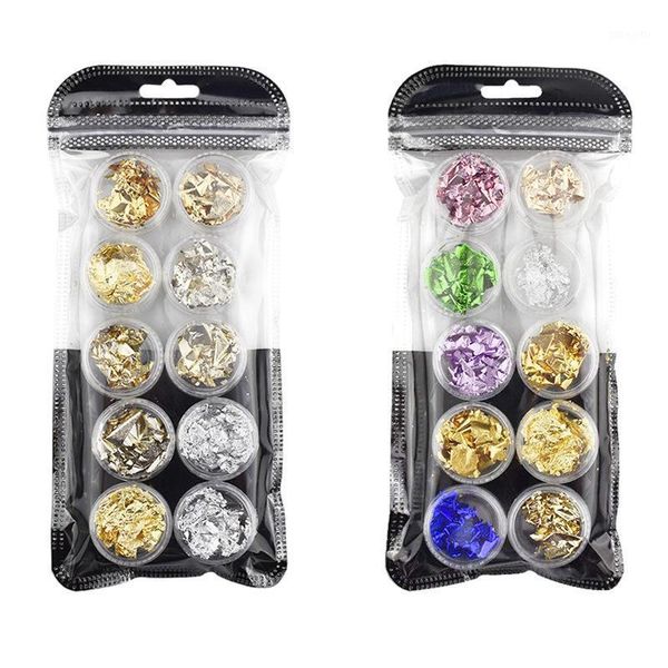 

1set gold silver green purple colorful nail art foils aluminum stickers for nails manicure decoration1, Silver;gold