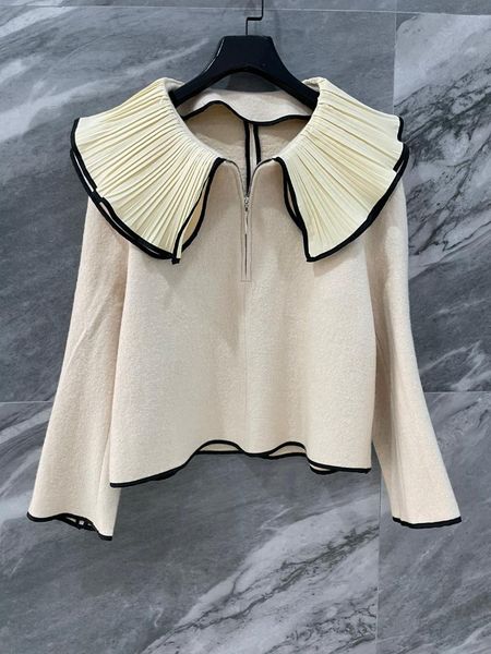 

women's blouses & shirts 2021fw autumn luxury flare sleeve blouse female fashion wool shirt tutu, White
