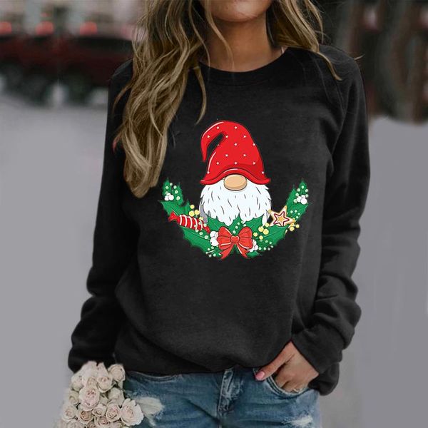 

women's hoodies & sweatshirts hooded sweatshirt casual blouse pullover fashion merry christmas print long-sleeved oversized hoodie wome, Black