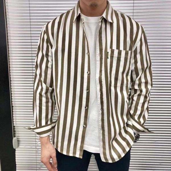 

men's casual shirts spring autumn man washed cozy long sleeve multicolor handsome outdoor streetwear simple all-match fashion, White;black