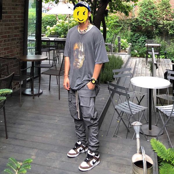 

fashion outlet dark black spring cement grey double ring overalls ro style fashion brand straight high street casual pants kp7j 2qx1, White;black