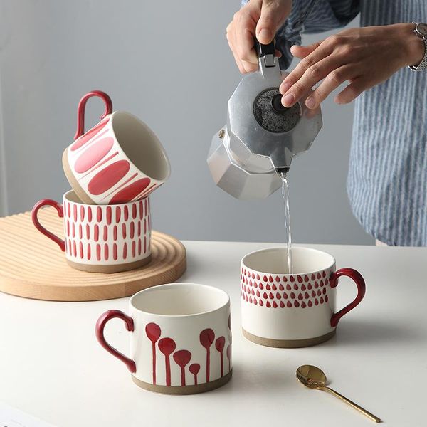 

mugs rough earthenware porcelain cup japanese hand-painted coffee underglaze mug breakfast lovers oatmeal