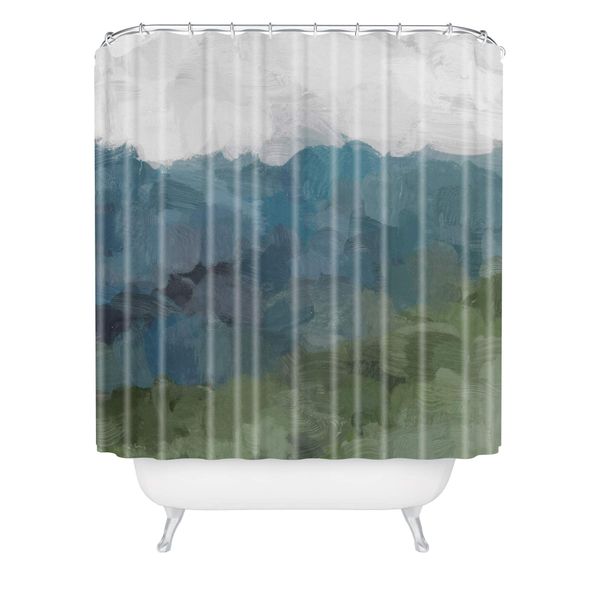 

rachel elise journey into the mountains shower curtain, 72"x69", blue