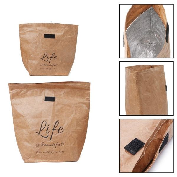 

kraft paper snack lunch bags reusable insulated thermal merchandise grocery bag insulation holder storage