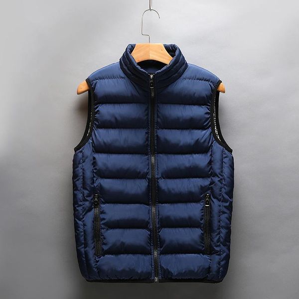 

men's vests vest casual coat men jacket winter fashion male cotton-padded sleeveless boy clothing gilet thicken waistcoat, Black;white