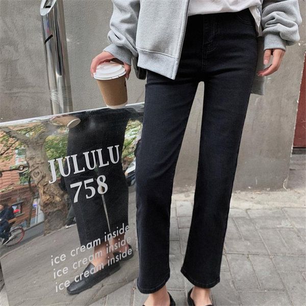 

women's jeans hzirip denim ankle-length pants 2021 elastic solid waist streetwear sweet woman casual, Blue