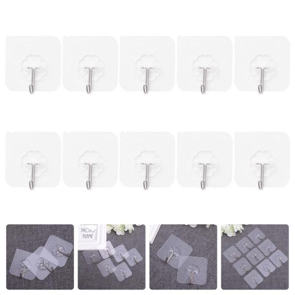 

25pcs self-adhesive hooks transparent punch wall hanger for bathroom & rails