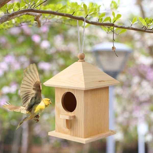 

wooden bird house nesting box hanging nests home garden decorative cages pet accessories balcony decoration
